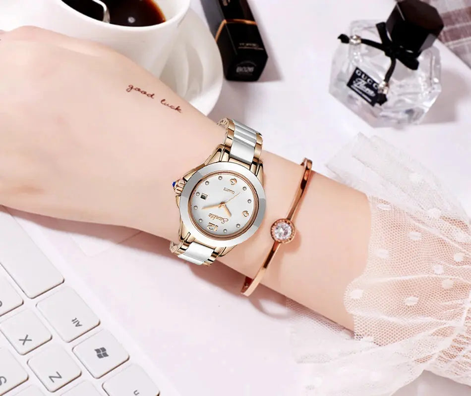 LIGE Brand Sunkta Women Watch 2020 Fashion Ladies Ceramic Wrist Watch Women Dress Watches Stainless Steel Waterproof Date Clock Gola Watches