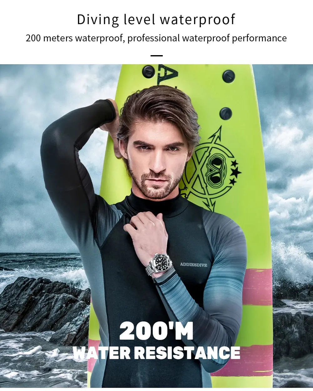 ADDIESDIVE Stainless Steel Watch Men's European and American Business Leisure Quartz Watch Waterproof Outdoor Sports Watch Gola Watches