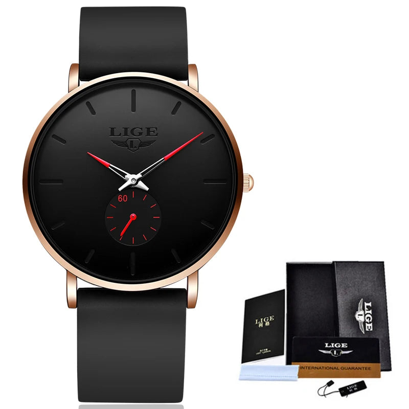 LIGE 2025 New Fashion Sports Mens Watches Top Brand Luxury Waterproof Simple Ultra-Thin Watch Men Quartz Clock Relogio Masculino