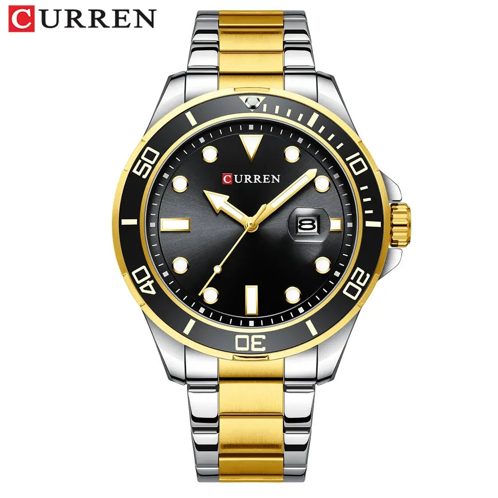 CURREN Fashion Business Mens Wristwatches Green Clock Male Quartz Stainless Steel Watches Reloj Hombre Gola Watches