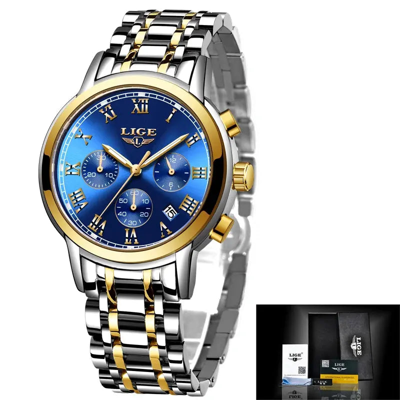 New Fashion Women Watches LIGE Top Brand Ladies Luxury Creative Steel Women Bracelet Watches Female Quartz Waterproof Watch Gift Gola Watches