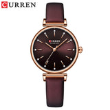 CURREN Fashion Classic Quartz Women Watch Leather Retro Waterproof Clock Ladies Rose Gold Bracelet Wristwatch Relogio Feminino