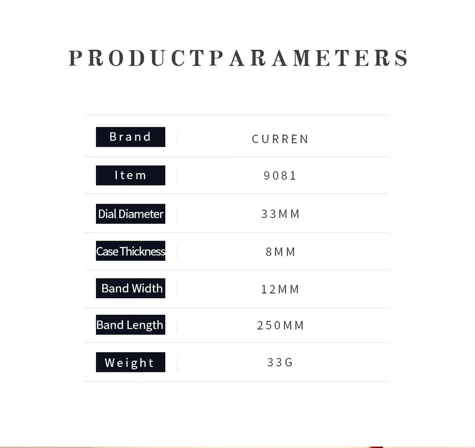 CURREN Fashion Classic Quartz Women Watch Leather Retro Waterproof Clock Ladies Rose Gold Bracelet Wristwatch Relogio Feminino