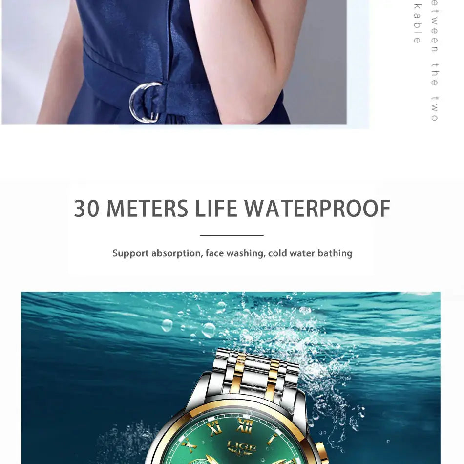 New Fashion Women Watches LIGE Top Brand Ladies Luxury Creative Steel Women Bracelet Watches Female Quartz Waterproof Watch Gift Gola Watches