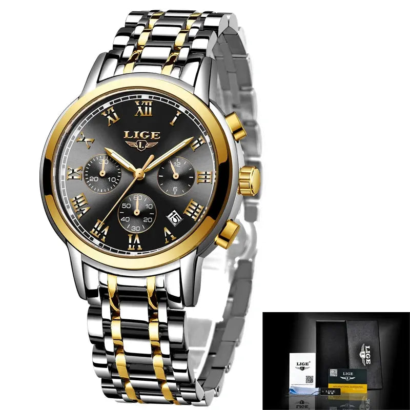 New Fashion Women Watches LIGE Top Brand Ladies Luxury Creative Steel Women Bracelet Watches Female Quartz Waterproof Watch Gift Gola Watches