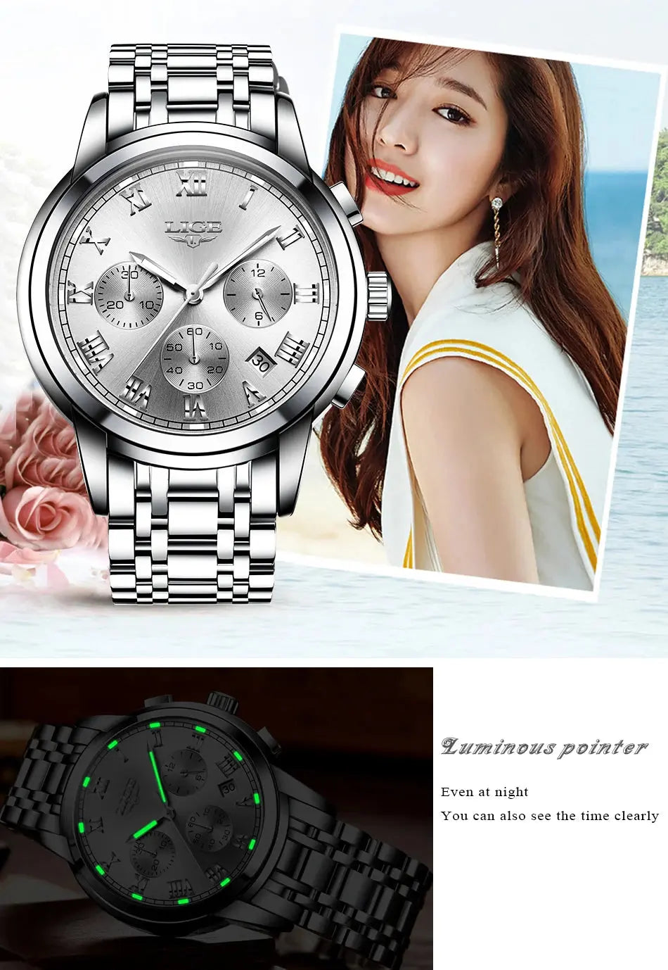 New Fashion Women Watches LIGE Top Brand Ladies Luxury Creative Steel Women Bracelet Watches Female Quartz Waterproof Watch Gift Gola Watches