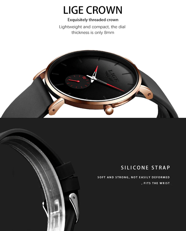 LIGE 2025 New Fashion Sports Mens Watches Top Brand Luxury Waterproof Simple Ultra-Thin Watch Men Quartz Clock Relogio Masculino