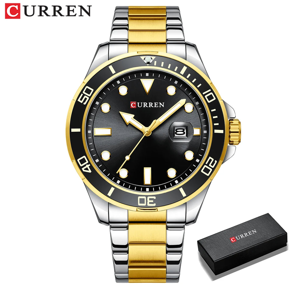 CURREN Fashion Business Mens Wristwatches Green Clock Male Quartz Stainless Steel Watches Reloj Hombre