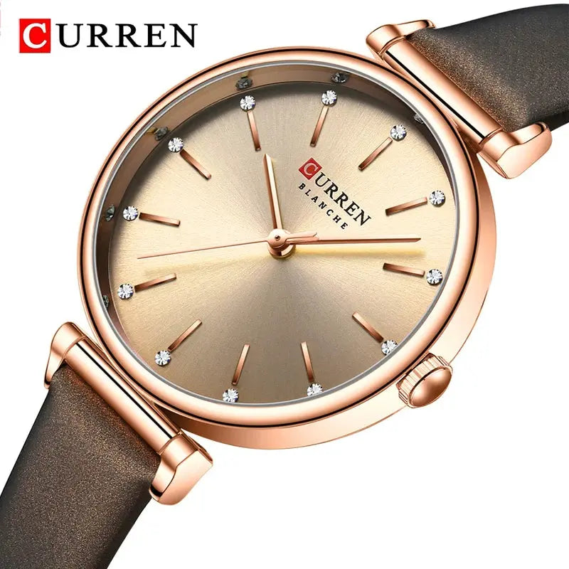 CURREN Fashion Classic Quartz Women Watch Leather Retro Waterproof Clock Ladies Rose Gold Bracelet Wristwatch Relogio Feminino Gola Watches