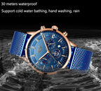 LIGE Top Brand Luxury New Fashion Simple Watch for Men Blue Dial Watch Mesh Belt Sport Waterproof Watches Moon Phase Wrist Watch Gola Watches