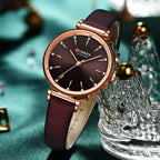 CURREN Fashion Classic Quartz Women Watch Leather Retro Waterproof Clock Ladies Rose Gold Bracelet Wristwatch Relogio Feminino Gola Watches