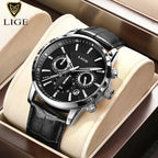 2025 New Mens Watches LIGE Top Brand Luxury Leather Casual Quartz Watch Men's Sport Waterproof Clock Watch Relogio Masculino+Box Gola Watches