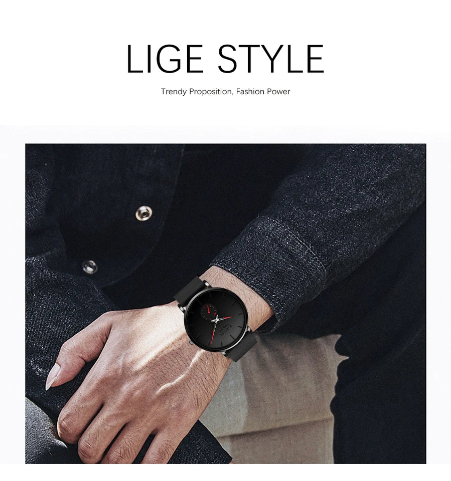 LIGE 2025 New Fashion Sports Mens Watches Top Brand Luxury Waterproof Simple Ultra-Thin Watch Men Quartz Clock Relogio Masculino