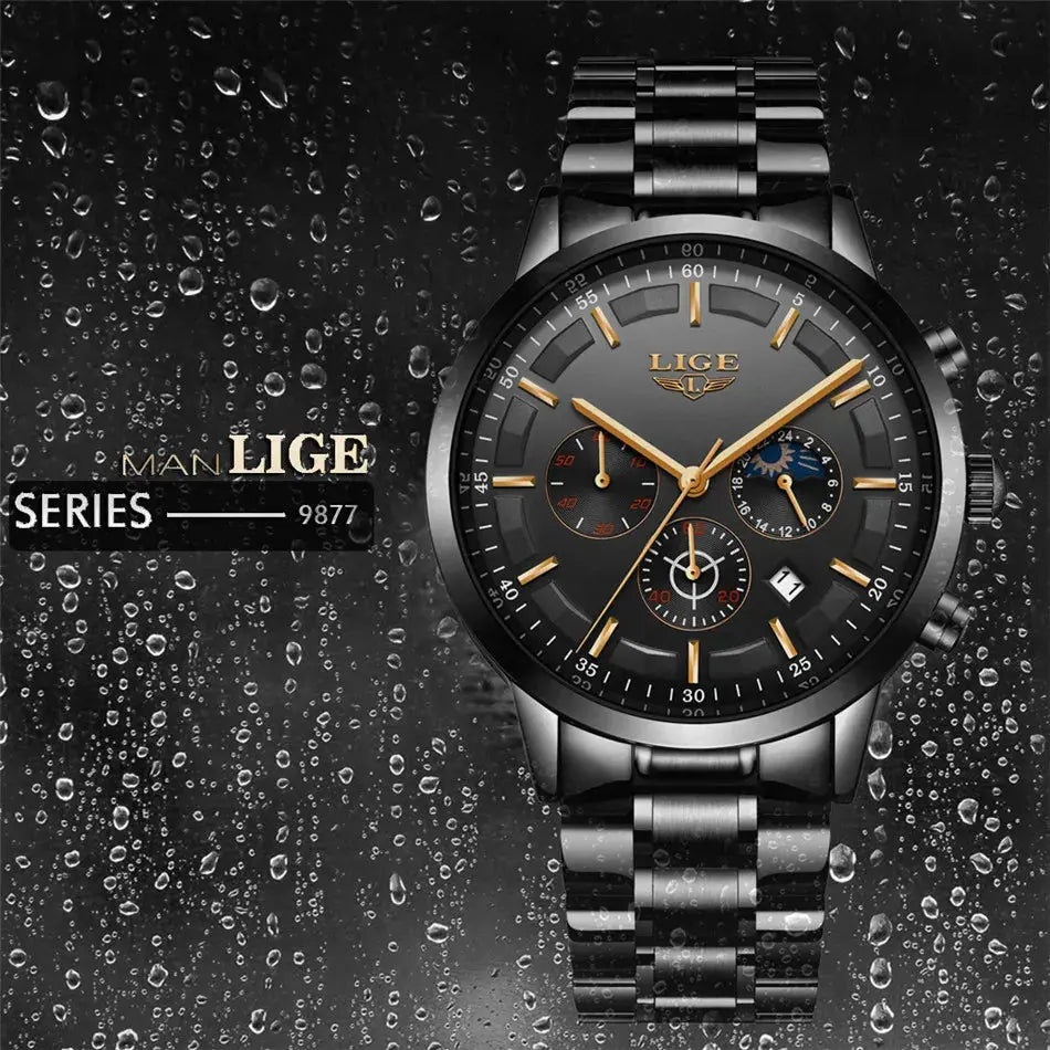 LIGE 2025 Fashion Mens Watches Top Brand Luxury Business Watch For Men Stainless Steel Waterproof Quartz Clock Relogio Masculino Gola Watches