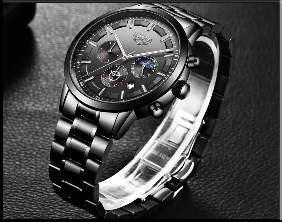 LIGE 2025 Fashion Mens Watches Top Brand Luxury Business Watch For Men Stainless Steel Waterproof Quartz Clock Relogio Masculino Gola Watches