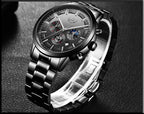 LIGE 2025 Fashion Mens Watches Top Brand Luxury Business Watch For Men Stainless Steel Waterproof Quartz Clock Relogio Masculino Gola Watches