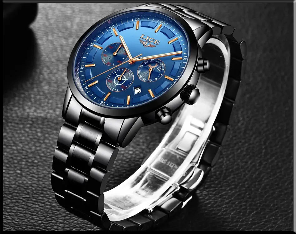 LIGE 2025 Fashion Mens Watches Top Brand Luxury Business Watch For Men Stainless Steel Waterproof Quartz Clock Relogio Masculino Gola Watches
