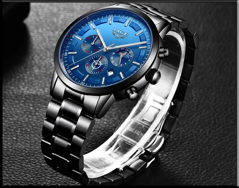 LIGE 2025 Fashion Mens Watches Top Brand Luxury Business Watch For Men Stainless Steel Waterproof Quartz Clock Relogio Masculino Gola Watches