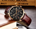 2025 New Mens Watches LIGE Top Brand Luxury Leather Casual Quartz Watch Men's Sport Waterproof Clock Watch Relogio Masculino+Box Gola Watches