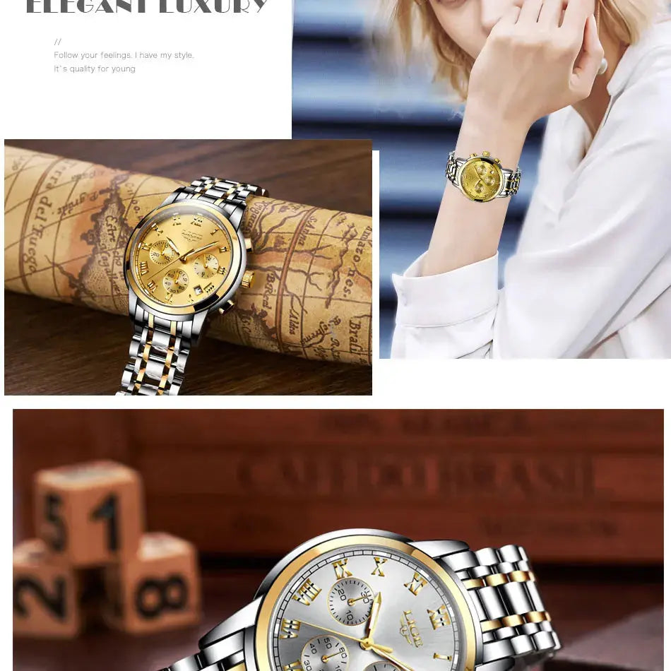 New Fashion Women Watches LIGE Top Brand Ladies Luxury Creative Steel Women Bracelet Watches Female Quartz Waterproof Watch Gift Gola Watches