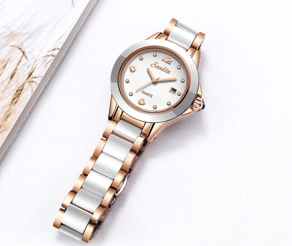LIGE Brand Sunkta Women Watch 2020 Fashion Ladies Ceramic Wrist Watch Women Dress Watches Stainless Steel Waterproof Date Clock