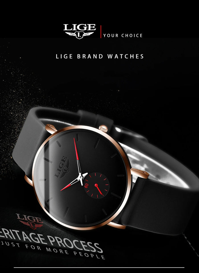 LIGE 2025 New Fashion Sports Mens Watches Top Brand Luxury Waterproof Simple Ultra-Thin Watch Men Quartz Clock Relogio Masculino