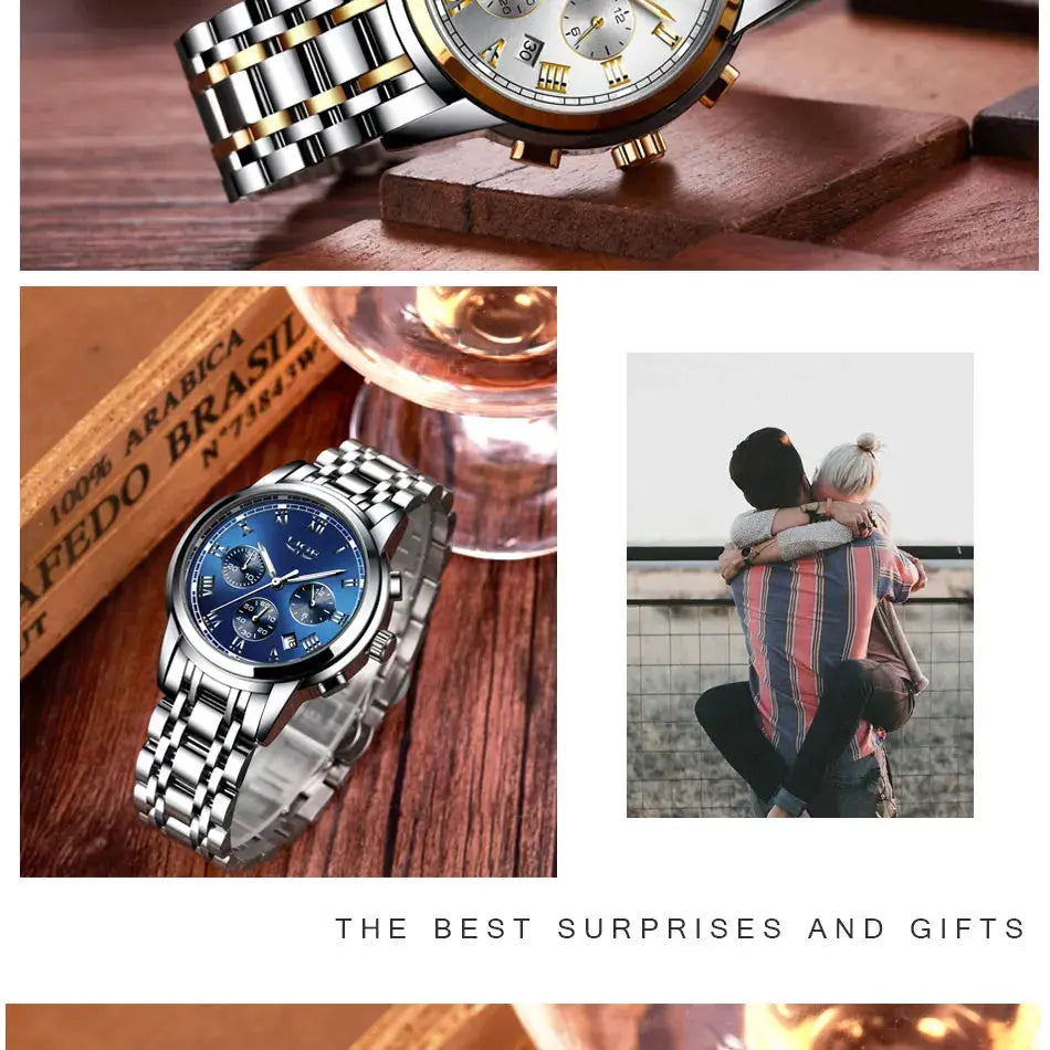 New Fashion Women Watches LIGE Top Brand Ladies Luxury Creative Steel Women Bracelet Watches Female Quartz Waterproof Watch Gift Gola Watches