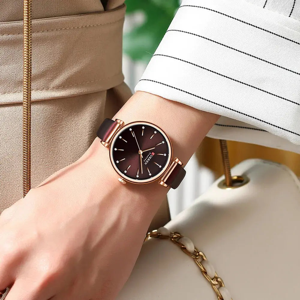 CURREN Fashion Classic Quartz Women Watch Leather Retro Waterproof Clock Ladies Rose Gold Bracelet Wristwatch Relogio Feminino Gola Watches
