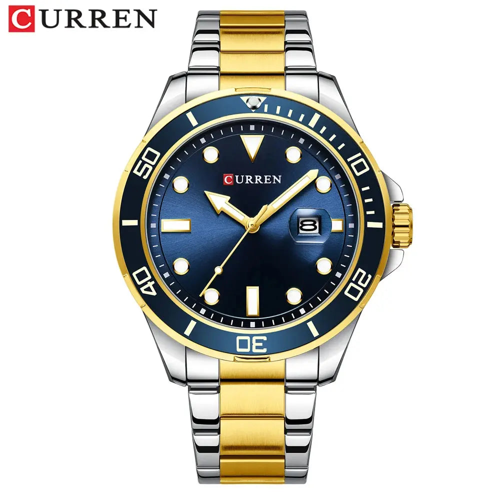 CURREN Fashion Business Mens Wristwatches Green Clock Male Quartz Stainless Steel Watches Reloj Hombre Gola Watches