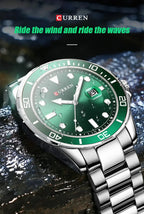 CURREN Fashion Business Mens Wristwatches Green Clock Male Quartz Stainless Steel Watches Reloj Hombre Gola Watches