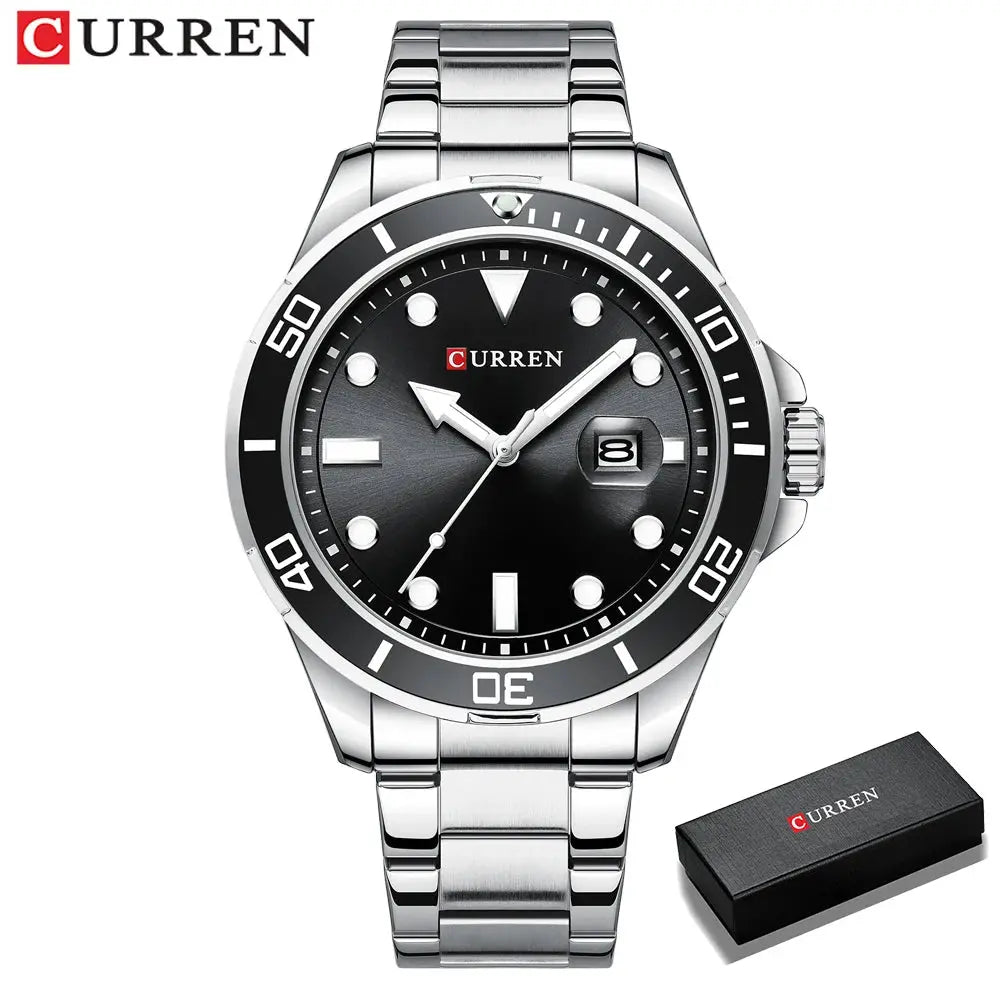CURREN Fashion Business Mens Wristwatches Green Clock Male Quartz Stainless Steel Watches Reloj Hombre Gola Watches