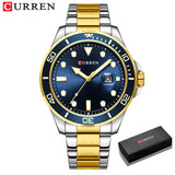 CURREN Fashion Business Mens Wristwatches Green Clock Male Quartz Stainless Steel Watches Reloj Hombre