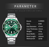 CURREN Fashion Business Mens Wristwatches Green Clock Male Quartz Stainless Steel Watches Reloj Hombre