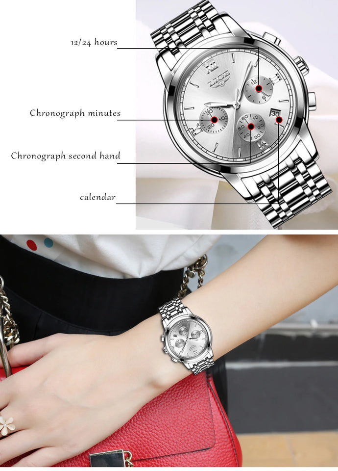New Fashion Women Watches LIGE Top Brand Ladies Luxury Creative Steel Women Bracelet Watches Female Quartz Waterproof Watch Gift