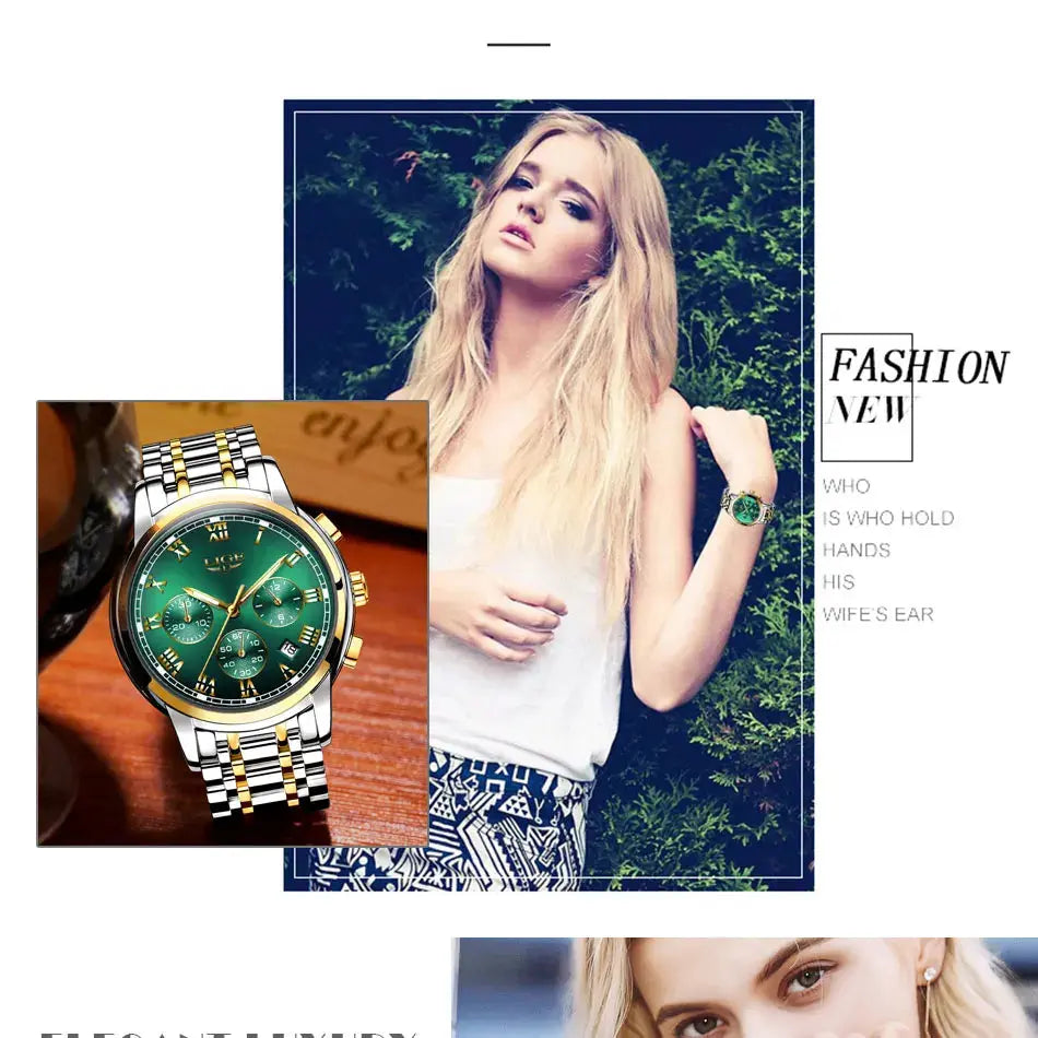 New Fashion Women Watches LIGE Top Brand Ladies Luxury Creative Steel Women Bracelet Watches Female Quartz Waterproof Watch Gift Gola Watches