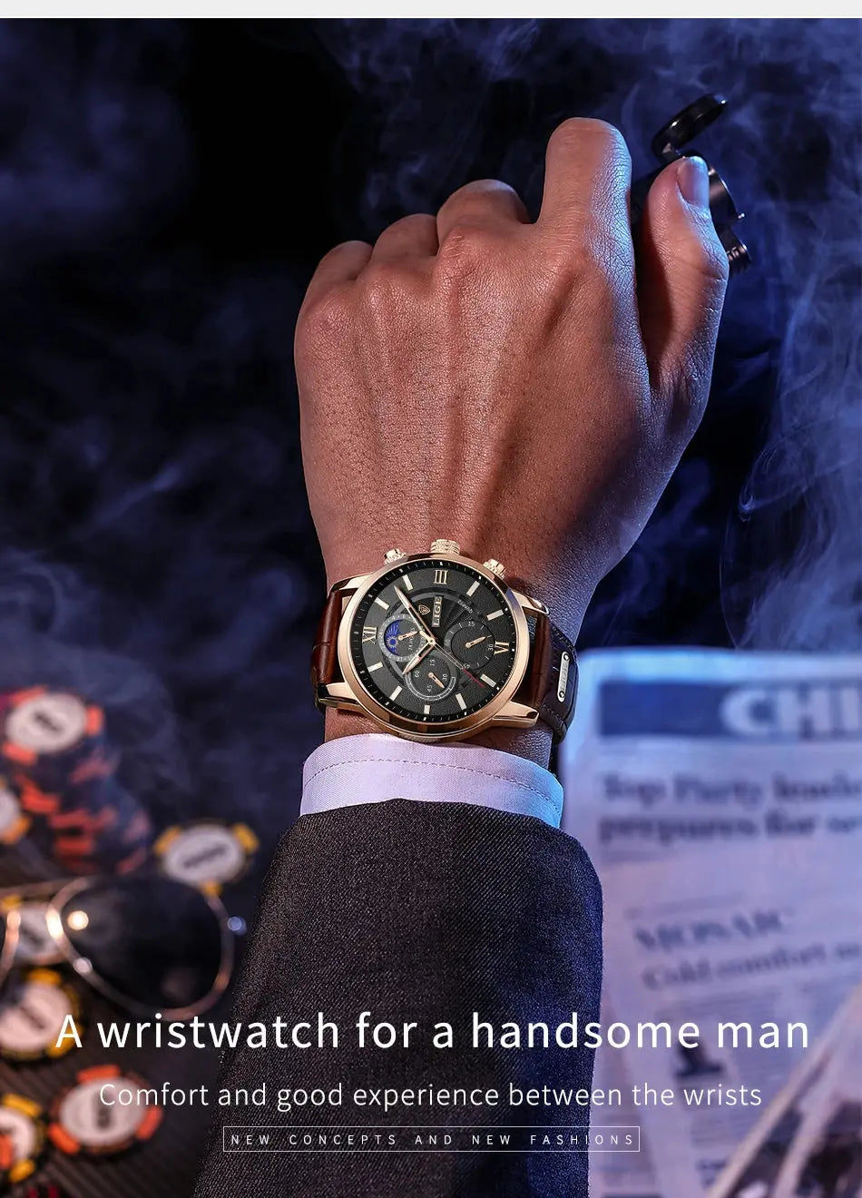 2025 New Mens Watches LIGE Top Brand Luxury Leather Casual Quartz Watch Men's Sport Waterproof Clock Watch Relogio Masculino+Box Gola Watches