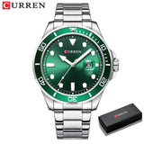 CURREN Fashion Business Mens Wristwatches Green Clock Male Quartz Stainless Steel Watches Reloj Hombre