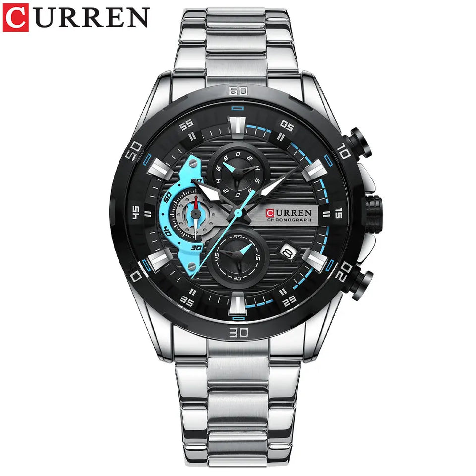 CURREN Men Watch Top Brand Luxury Sports Quartz Mens Watches Full Steel Waterproof Chronograph Wristwatch Men Relogio Masculino