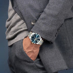 Men Watch Water Diamond Luxury Night Glow Double Calendar Quartz Movement 41mm Blue Gold Stainless Steel Fashion Business Watch Gola Watches