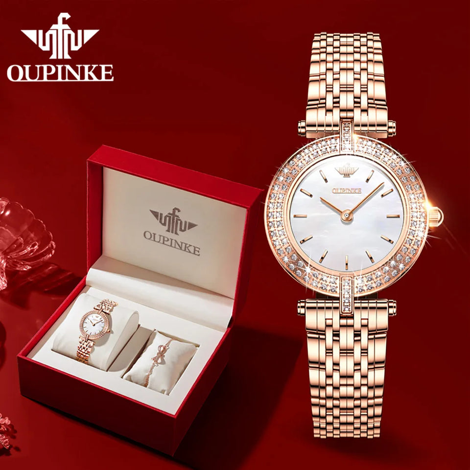 OUPINKE 3191 Luxury Women Watch Original Top Brand Waterproof Sapphire Mirror Diamond Watch Swiss Movement Quartz Women Watch