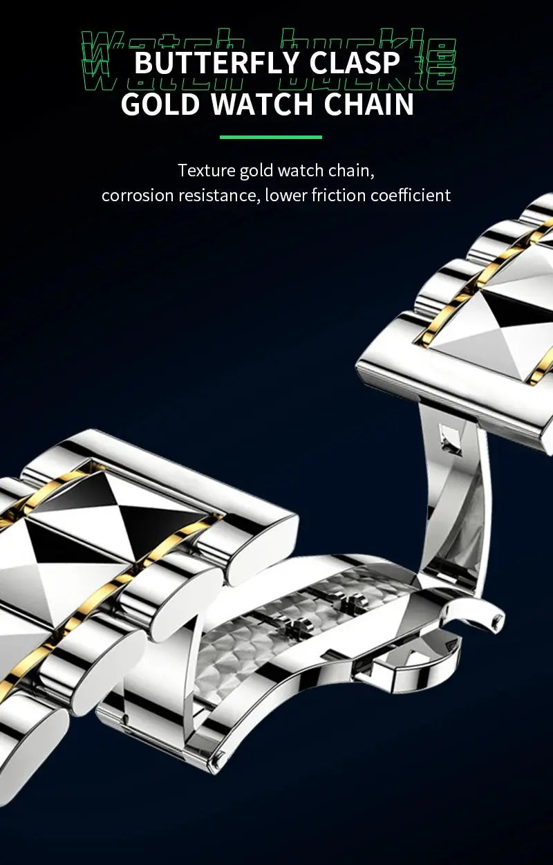 Men Watch Water Diamond Luxury Night Glow Double Calendar Quartz Movement 41mm Blue Gold Stainless Steel Fashion Business Watch Gola Watches