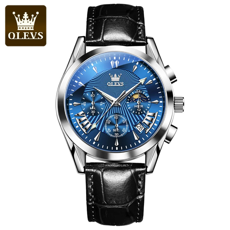 OLEVS Original Luxury Brand Men's Watches High Quality Waterproof Quartz Watch for Men Fashion Leather Strap Man Wristwatch