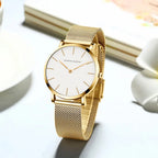 2023 New Women Bracelet Watch 1 Set Japan Quartz Movement Simple Rose Gold Stainless Steel Mesh Student Watches Relogio Feminino Gola Watches