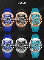 LIGE Sports Man Watch Tonnea Hollow Design Quartz Men Wristwatches Chronograph Waterproof Luminous Silicone Strap Watches Male My Store