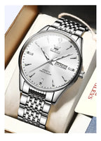 OLEVS 2929 Men Quartz Watch Original Waterproof Business Man Wristwatch Steel Strap Dual Calendar Luminous Fashion Watch For Men Gola Watches