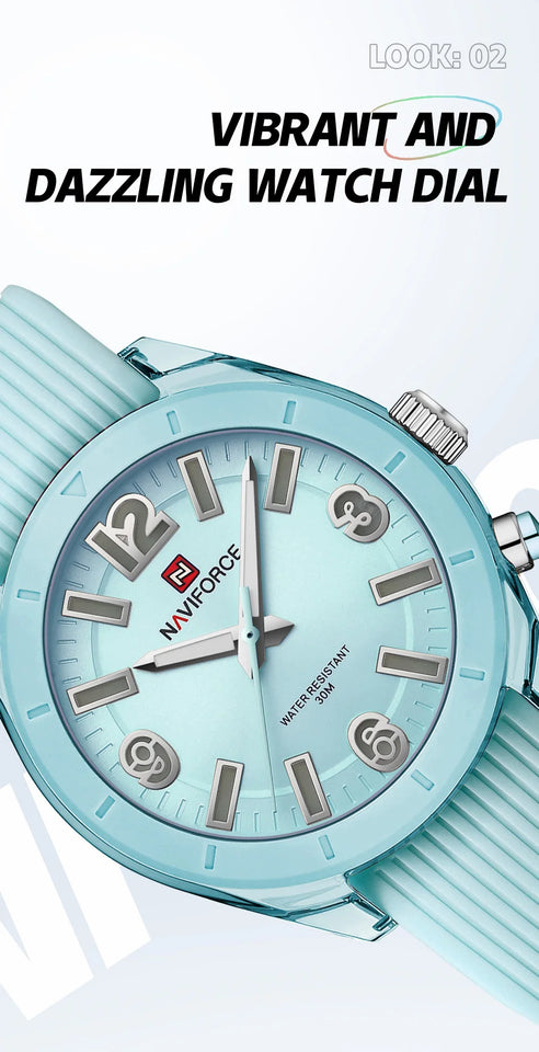 NAVIFORCE Women's Waterproof Watch Fashion Casual Luminous Display Quartz Wristwatch with Silicone Band Reloj Mujer High Quality