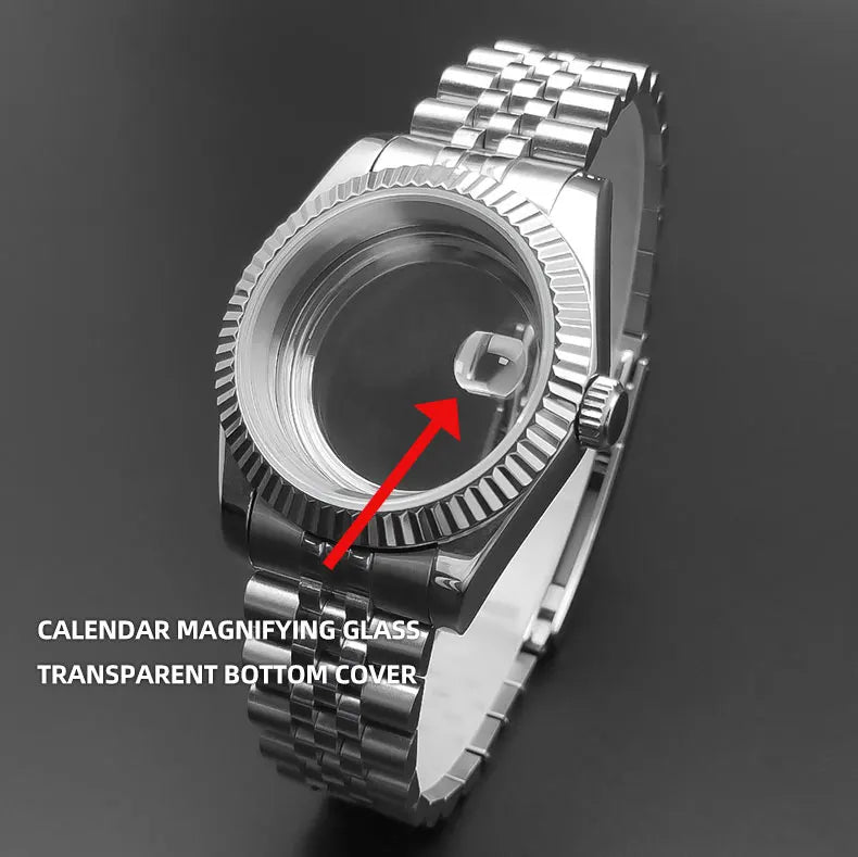 Neiton 36mm/39mm Sapphire Glass For Men Watch Case Fit NH36 NH34 NH35Movement FashionWaterproof Jubilee Stainless Steel