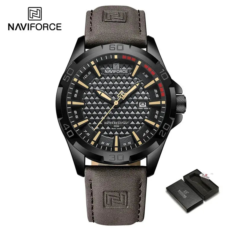 Top Brand NAVIFORCE  Men Quartz Watch Sports Shockproof Waterproof Leather Male Fashion Luxury WristWatch Casual Calendar Clock My Store