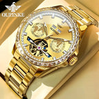 OUPINKE 3280 Men Watch Fashion Business Skeleton Diamond Gold Watch Brand Original Men All Automatic Mechanical Watch High Gift Gola Watches