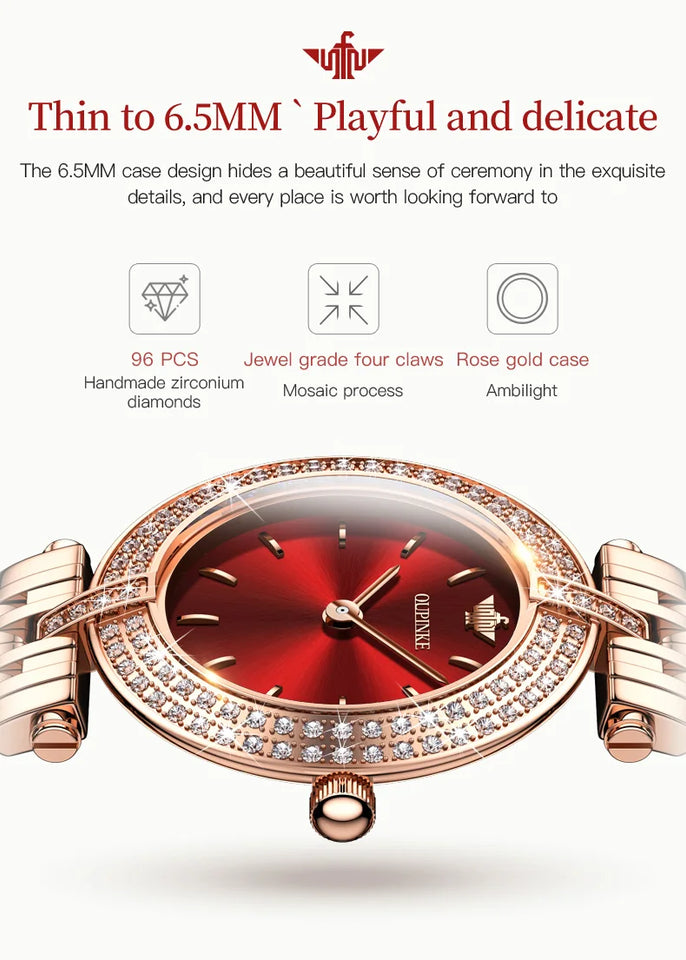 OUPINKE 3191 Luxury Women Watch Original Top Brand Waterproof Sapphire Mirror Diamond Watch Swiss Movement Quartz Women Watch